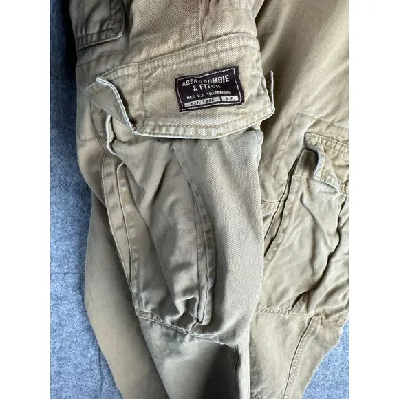 Vintage Abercrombie Fitch Cargo Pants Men's 34 x 29 Beige Y2K Baggy Skater - Picture 5 of 8